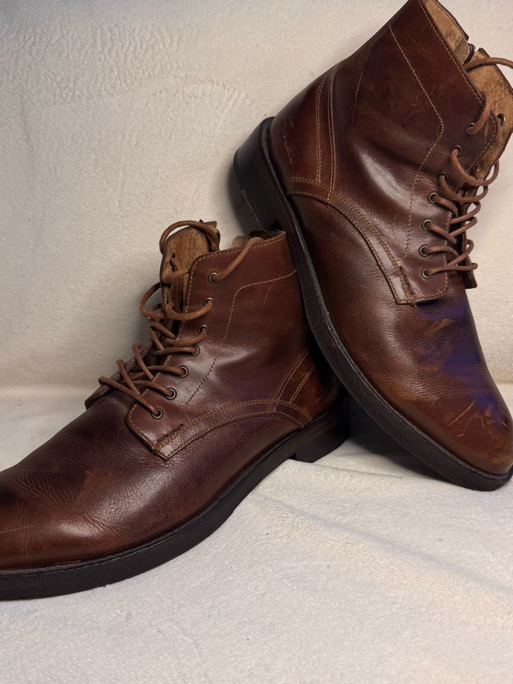 Mark Nason Men's Brown Distressed Leather Combat Boots Size 10.5